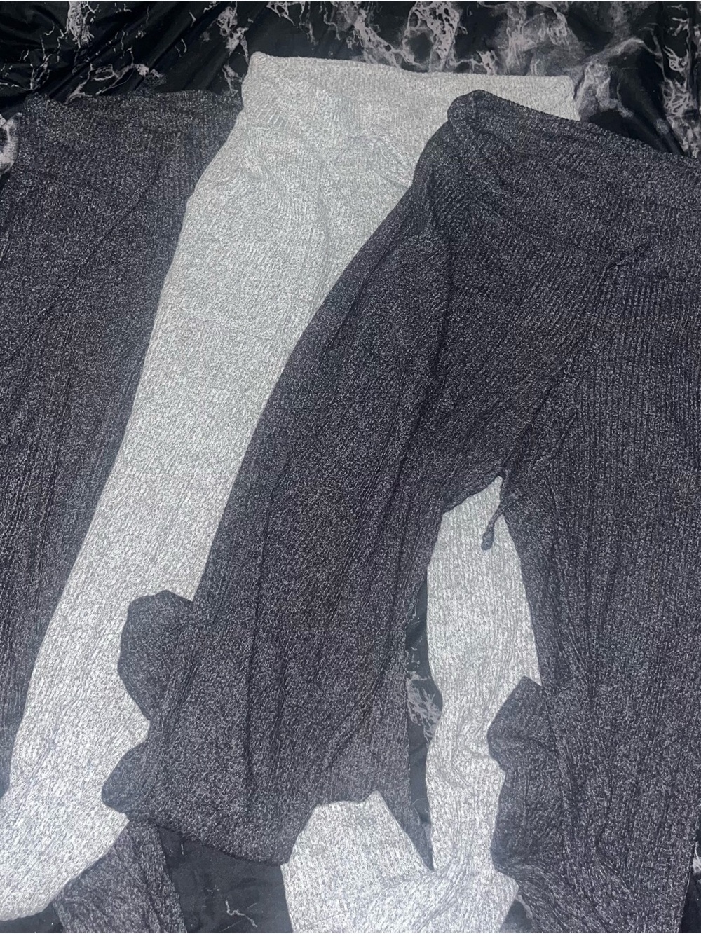 Aerie soft Ribbed Jogger legging Pants - Silver and Charcoal size medium x3